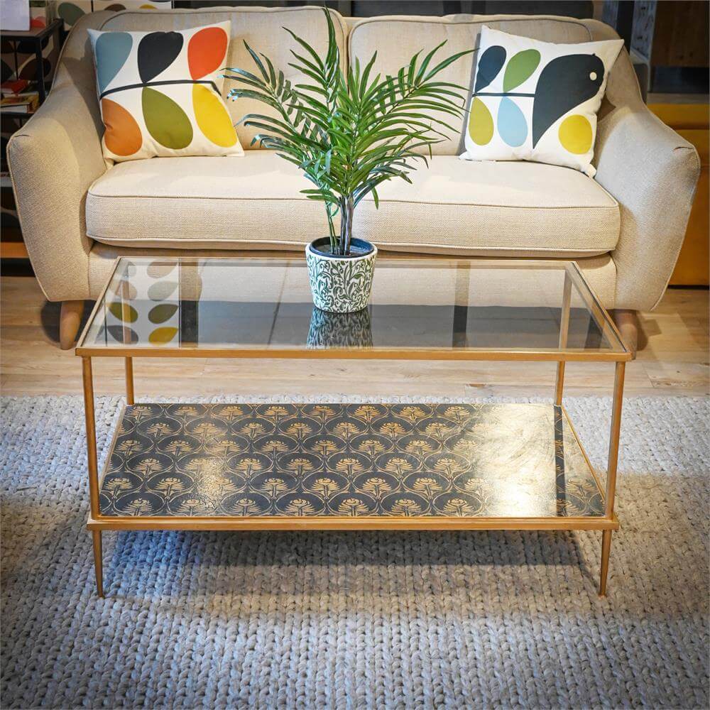 Eclectic Black Rose Glass Coffee Table